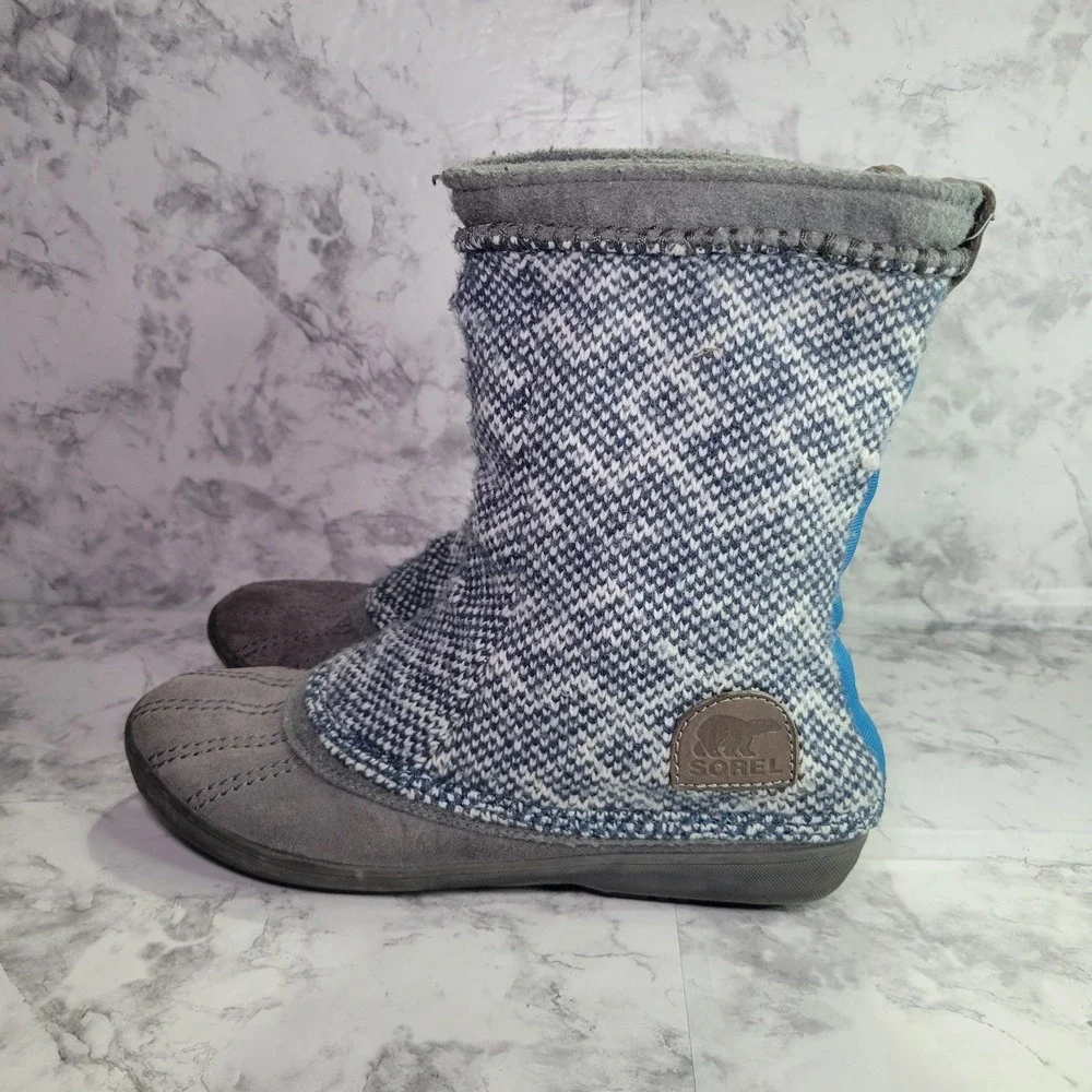 Sorel Tremblant Boot Women's‎ Size 9 Blue Gray Knit Waterproof